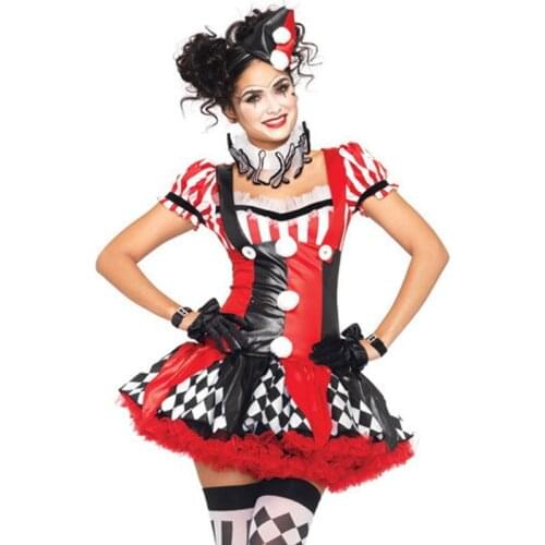 Sexy Naughty Harley Costume Plaid Tutu Mini Dress Quinn Halloween Hen Party Cospaly Outfit