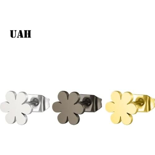 UAH Stainless Steel Stud Earring For Women Man Clover Gold And Silver Color Lovers Engagement Jewelry Drop Shipping