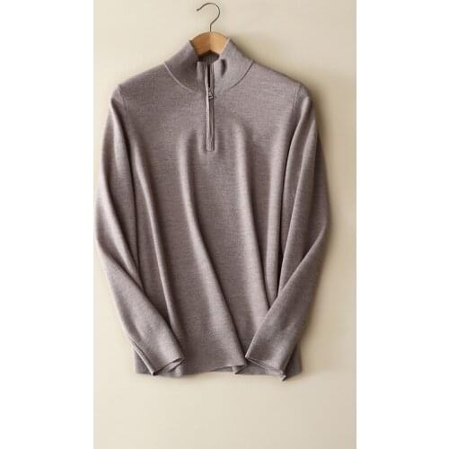 Autumn winter new styles 100% merino wool half zip turtleneck sweaters