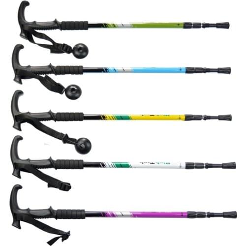 T-Handle Mountaineering Rod Outdoor Climbing Ultra-light Adjustable Cane Trekking Pole Camping Hiking 3-Section Walking Stick
