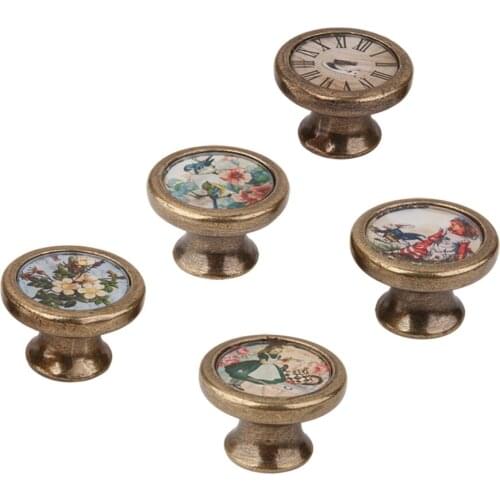 8 Pieces Vintage Cabinet Door Drawer Bin Handle Pull Knob - Bird And Flowers