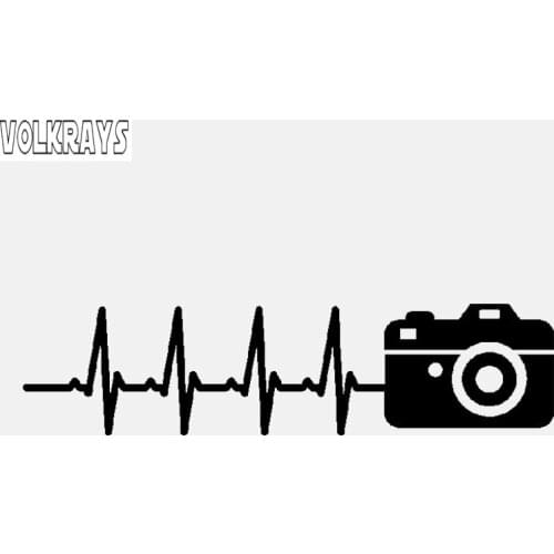 Volkrays Personality Car Sticker Photography Pulse Heartbeat Camera Accessories Reflective Sunscreen Vinyl Decal,2cm*14cm