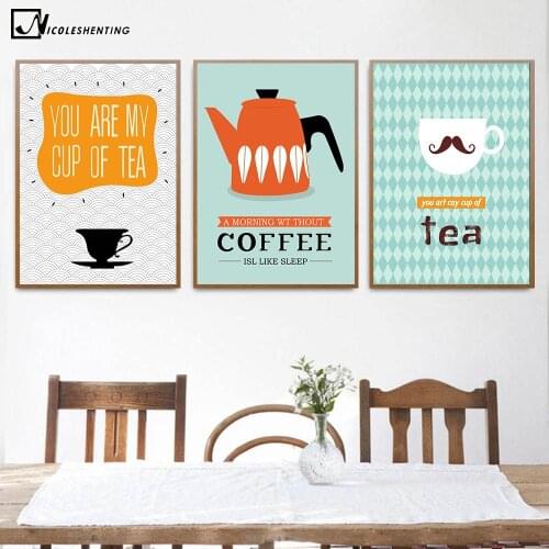 Funny Quotes Canvas Poster Cartoon Minimalist Art Canvas A4 Painting Coffee Tea Wall Picture Print Modern Dining Room Decoration