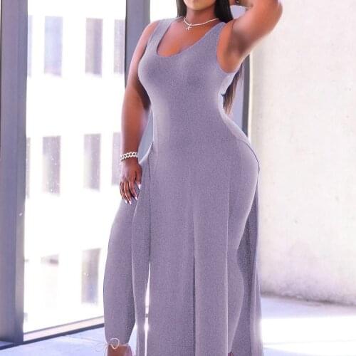 European and American Womens Clothing 2021 Solid Color Sexy Sleeveless Dress Suspenders Plus Size Two-Piece Casual Commuter