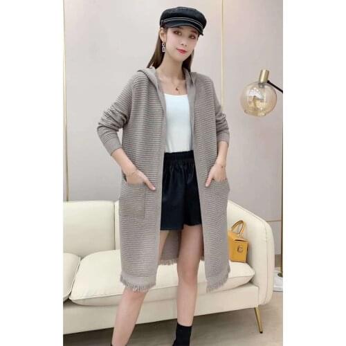 7 PCS Wholesale 2021 New Women Cardigan Sweater long Sleeve cardigan Autumn winter Solid coat woman sweaters dress long coat
