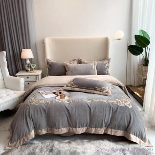 1.8m Winter BeddingSet 4pcs European-style milk velvet HomeTextile double-sided baby velvet crystal velvet thickened warm autumn