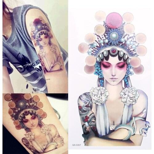 Skull Head Decal 1pc Fake Women Men DIY Body Art Tattoo Design Wolf Owl Eyes Flowers Girls Temporary Tattoo Sticker