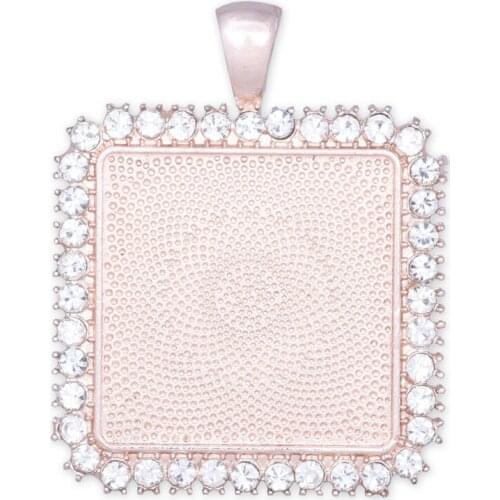 10pcs 25mm Rhinestones Claw Pendant Tray,rose gold plated pendant bezel,1 inch Square Pendant Trays-10088306