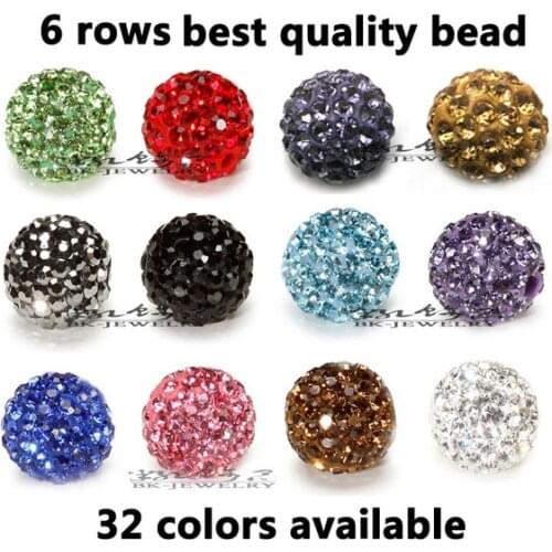 100pcs 10mm Crystal Paved Ball Beads Clay Pave Rhinestone Crystal Beads for DIY Bracelet Necklace 6row High Quality