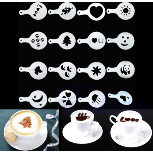 16 Coffee Machine Barista Stencils Template Strew Flowers Pad Duster Spray Print 27RB