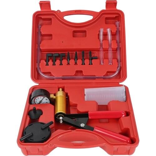 2 in 1 Brake Fluid Bleeder Tools Vacuum Pistol Pump Tester Kit Aluminum Pump Body Pressure Vacuum Gauge tester tool HWC
