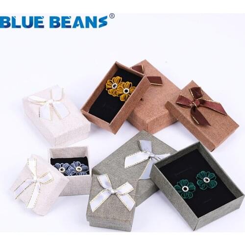 2020Jewelry Necklace Earrings Ring packaging Box Hot sell Paper Gift Box Jewellery Organizer sponge boxes gift Bangles Bow Gold