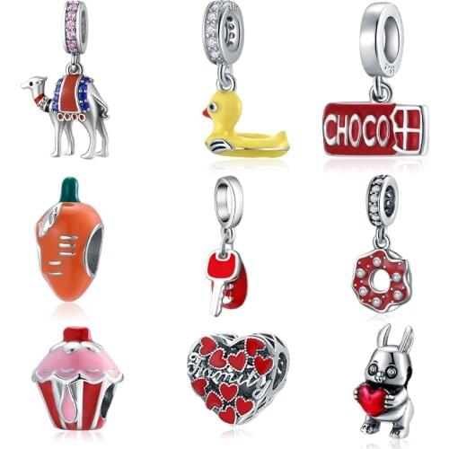 2021 New 100% 925 Sterling Silver Ice Cream Carrot Heart Charms Beads Fit Original European Bracelets DIY Jewelry For Women Gift