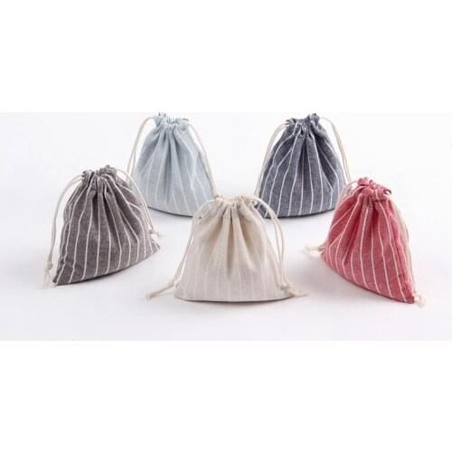 3Pcs/Set Drawstring Bags Unisex Stripe Cotton Storage Bags Foldable Tea/Candy/Gift/Clothes Case Pouch