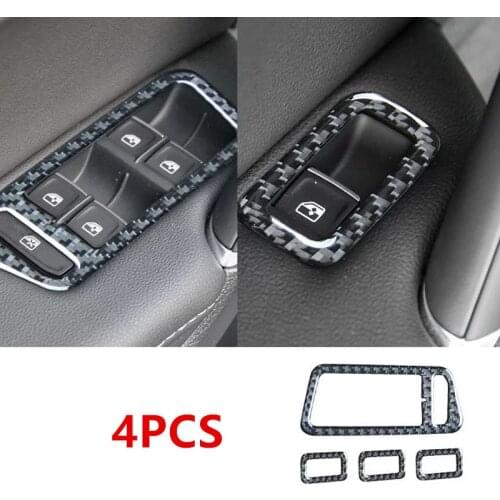 For Volkswagen Golf 7/7.5/For R-line 4PCS Carbon Fiber Car Interior Door Window Lift Glass Switch Buttons Cover Moldings
