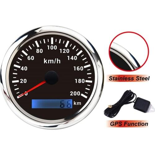 85mm GPS Speedometer 120 200 KMH Odometer For Marine Boat Car ATV Truck With Red Backlight GPS Antenna Universal Car Gauge