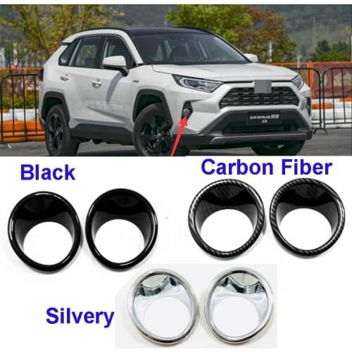 ABS Chrome or Black or Carbon Front Fog Light Cover Fog lamp trim stickers For Toyota RAV4 RAV-4 XA50 2019 2020 Accessories