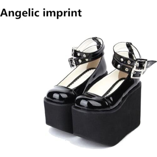 Angelic imprint woman mori girl lolita cosplay shoes lady high wedges heels pumps women princess dress party shoes 12cm 33-47