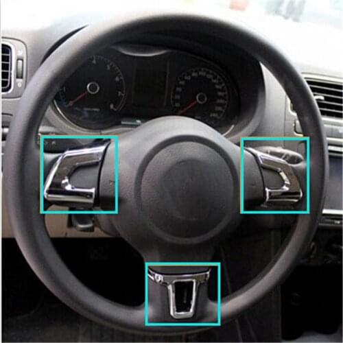 For Volkswagen VW GOLF 6 MK6 jetta bora POLO steering wheel sticker double color Chrome trim auto accessories 1pc
