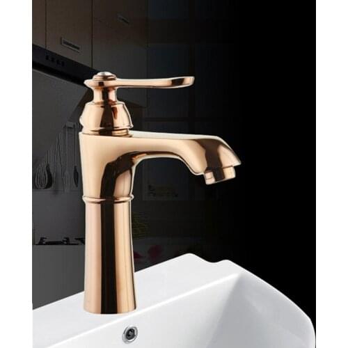 Free shipping Promotion rose gold bathroom basin faucet with deck mounted solid brass bathroom basin golden water faucet