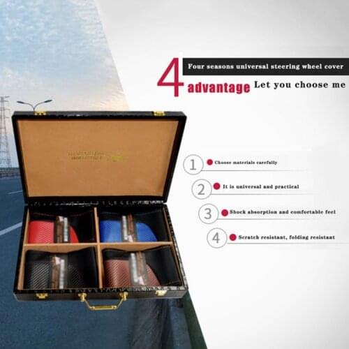 38cm Car Leather Steering Wheel Cover Four Seasons General Carbon Fiber Sports Steering Wheel Cover Car Accessories Parts