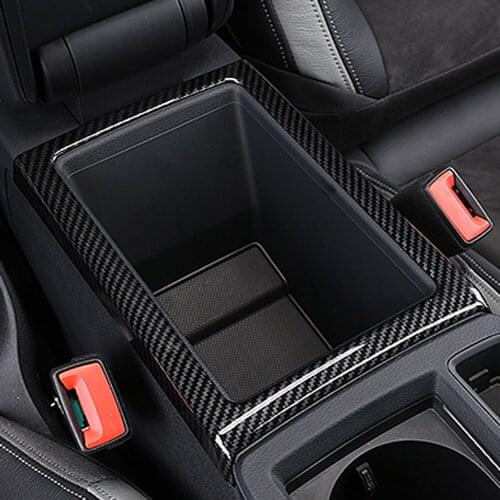 For AUDI Q3 2019 Car Armrest Storage Box Frame Bezel Trim ABS Carbon Fiber Style Car Styling Accessory