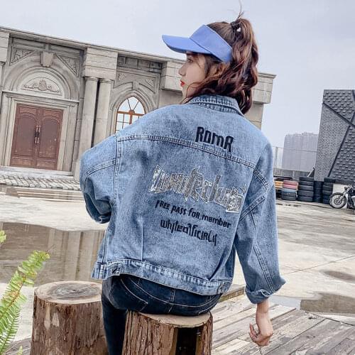 Jeans Jacket Women Oversize 2021 Spring Autumn New Short Jacket Female Lapel Retro Cotton Loose Fashion Demin Coat for Woman hot