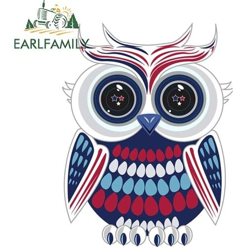 EARLFAMILY 13cm x 9.8cm Auto Funny Car Stickers for Patriotic Owl Decals Motorcycle Laptop DIY Personality Vinyl Car Wrap