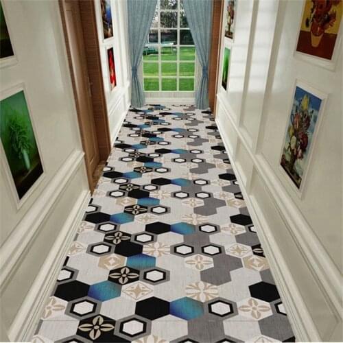 European Style Solid Color Long Hallway Carpets Hotel Runners Corridor Aisle Rug Home Decorative Anti-Slip Stair Carpet Mat