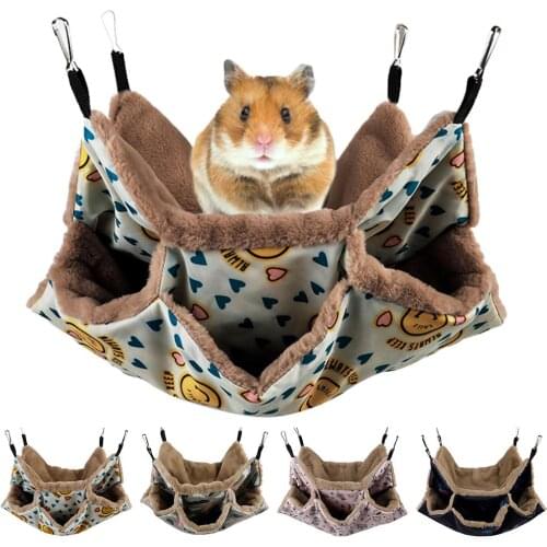 34*40cm Pet House Small Pet Bed Hamster Hammock Sleeping Bed Three-layer Hammock Hamster Hanging Bed Cage For Ferret Squirrel