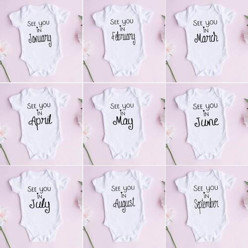 Baby Pregnancy Anouncement Newborn Baby Bodysuit Summer Short Sleeve Jumpsuits Baby Boys Girls Romper Clothes Drop Shipping