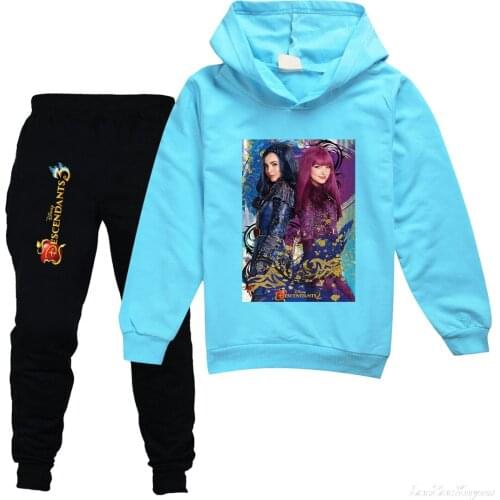 2021 Descendant 3 spring girls set Tracksuit Full Sleeve Hoodied Sweatshirt Pockets Pants Suit Two Piece Set Outfits sweatsuit