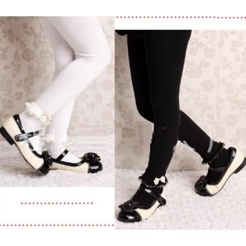 Lace Black White Girls Pantyhose Cotton Soft Elastic Dancing Pants Girl Clothes Children Tights Solid trouser