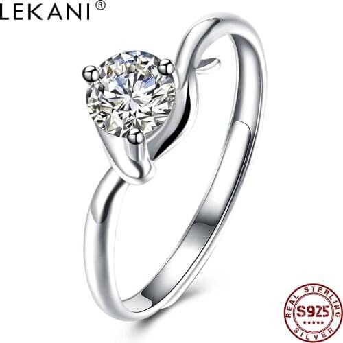LEKANI 925 Sterling Silver Irregular Engagement Ring 5A+ Cubic Zirconia Adjustable Rings For Women Fine Jewelry Romantic Gift