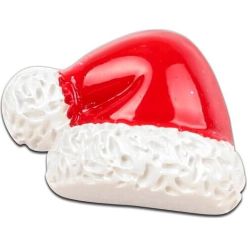 LF 10Pcs Resin Christmas Hat Patch Decoration Crafts Flatback Cabochon Embellishments For Scrapbooking Diy Accessories