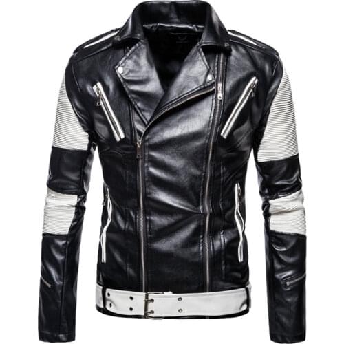 2021Mens Clothing Autumn Casual Motor Spliced Leather Jacket Men Fashion Biker Vintage Warm Windbreaker Leather Jacket Coat Men