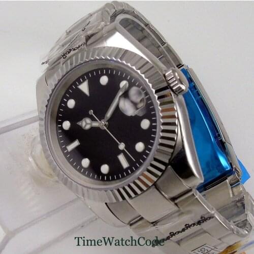 40mm Automatic Watch For Men Japanese Miyota8215 NH35A Movement Sapphire Glass Date Cyclops Coin Bezel Oyster Bracelet Luminous