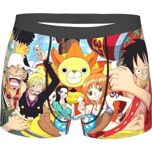 Mens Panties Happy Family Men Boxer Underwear Cotton for Male Anime One Piece Large Size Lot Soft
