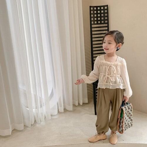Girls' Autumn Suit 2021 New Gentle Style Temperament Solid Color Pants Sweet Childrens Small Fresh Two Piece Set Kids Clothes