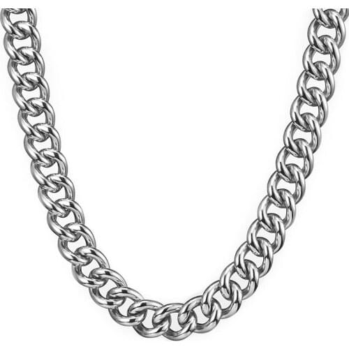Top Quality 15MM Wide Silver Color Stainless Steel Necklace & Bracelet Men Curb Cuban Link Chain Jewelry Gift