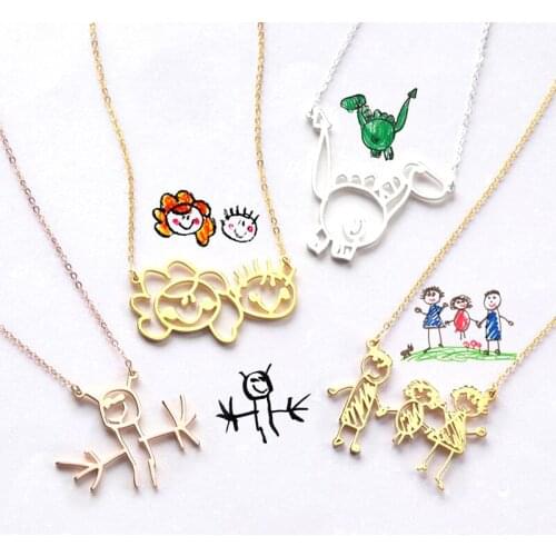 Painting Necklace • Childrens Art Painting Necklace • Art Necklace • Customized Mother Necklace • Grandmother Jewelry