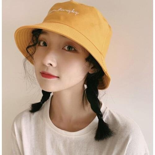 Summer Streetwear Bucket Hats Women Hip Hop Men Panama Embroidery Letter Outdoor Fisherman Caps Black Unisex Gorras PJ336