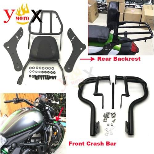 2 Set EN650 Front Crash Bar Engine Guard Protector Rear Sissy Bar Backrest Luggage Rack For Kawasaki Vulcan S 650 2015 2016 2017