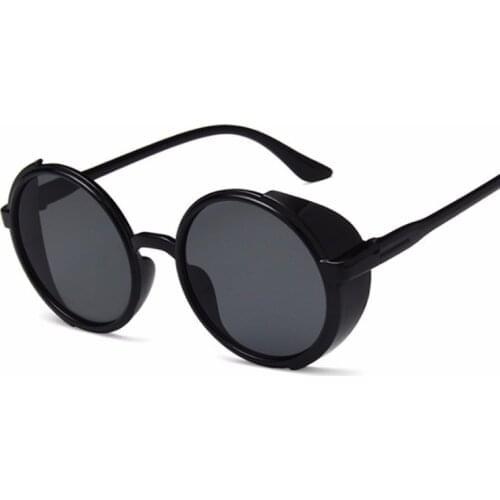 Steampunk Sunglasses Women Male Retro Goggles Black Round Glasses Steam Punk Vintage Fashion Eyewear Oculos De Sol