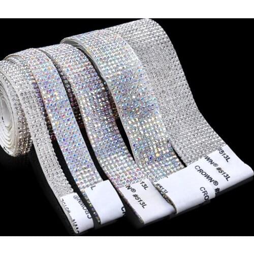 Rhinestones Self-adhesiv Crystal AB Rhinestone Trim Stickers Tape Chain DIY Banding Belt Ribbon Crafts Car Gift Decoration