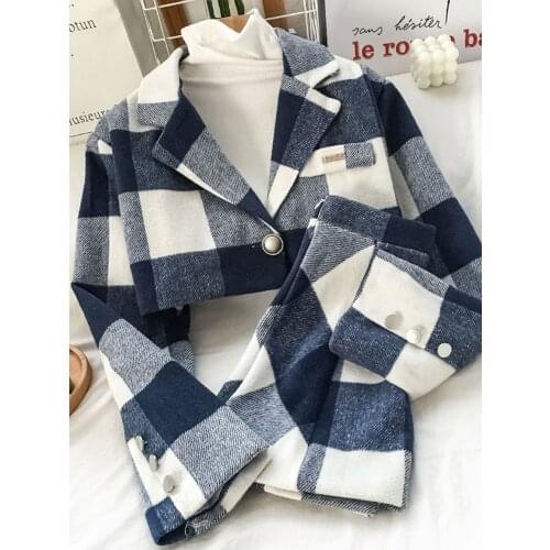 Temperament, casual fashion suit, small girl, spring collocation, high blue and white, gentle skirt, two-piece suit