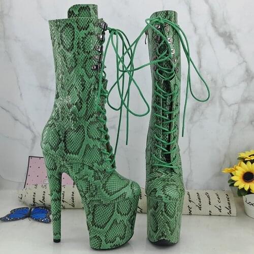 Leecabe Green UPPER 20CM/8Inch Womens Platform disco party High Heels Shoes Pole Dance boot