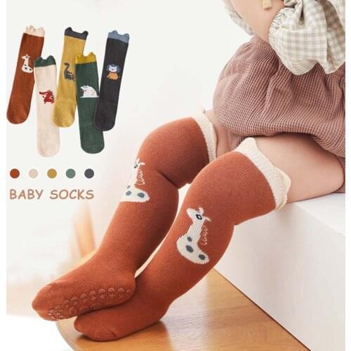 V-TREE Spring Autumn Baby Socks For Boys Girls Cotton Cartoon Knee High Long Socks Breathable Non-slip Sock Casual