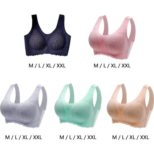 Womens Seamless Lace Bra Comfortable Wireless Daily Bralette with Removable Pads