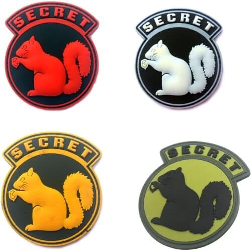 1set PVC Military Patches 3D Secret Squirrel Animal Tactical Badges Clothing Backpack Decorative Armband